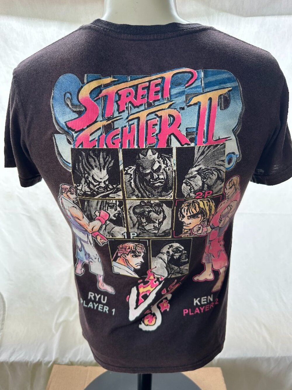 Street Fighter Turbo Capcom Ken Ryu Men's Black T Shirt Size Small Cotton Polyes